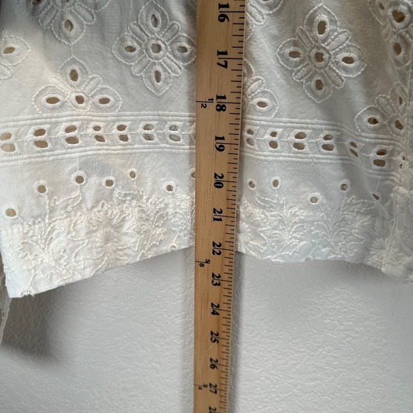 House of Harlow 1960 Button Up blouse Womens Sz. L eyelet Puff Sleeve Romantic - Picture 11 of 15